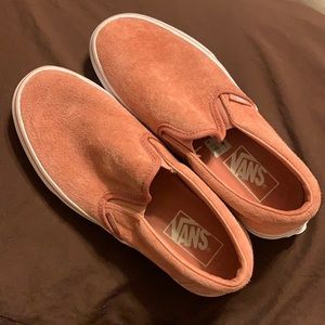 Vans Pink / Salmon Suede Loafer Shoes Size 8